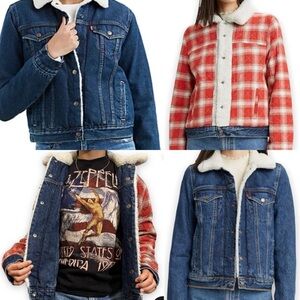 Levi’s Reversible Denim and Plaid Sherpa Trucker Jacket Women’s Size Small